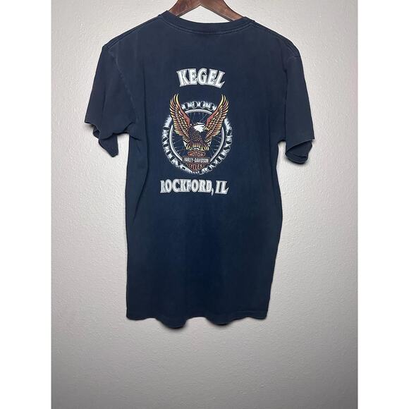 🔥 Vintage Harley-Davidson Twin Wolves Flame Tee – Size M - Picture 2 of 8